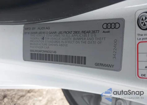 2017 Audi A7 3.0T Premium Plus z USA, uszkodzony, nr VIN WAUW2AFC6HN032149